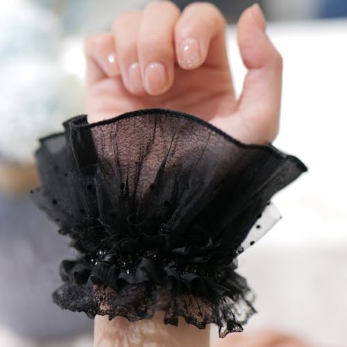 AUOCATTAIL wrist sleeves Lace Fingerless Glove Bridal Cuffs for Women Girls Wedding Party Costume Accessories3