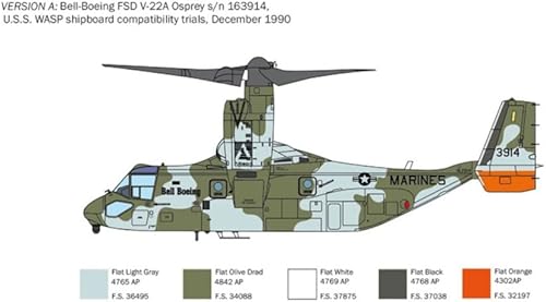 Miniatura 3 de Italeri -1463 V-22 A Osprey, escala 1:72, kit de modelo, modelo de plástico para montar, modelado, gris, IT1463