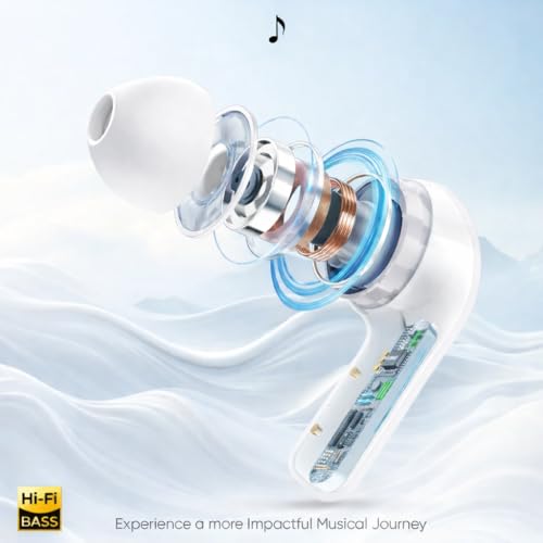 Image of TM12 Gaming TWS Earbuds - Ultra Low Latency 40ms, Bluetooth v5.3+ENC for Clear Calling, 40Hrs Playtime, Bass Boosted, Premium Wireless Headphone, Touch Control, IPX4 & Voice Assistance. White