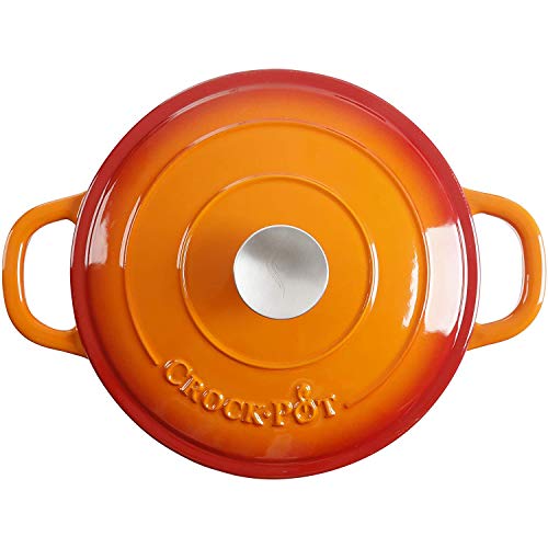 Crock-Pot Artisan Round Enameled Cast Iron Dutch Oven, 5-Quart, Sunset Orange image 4