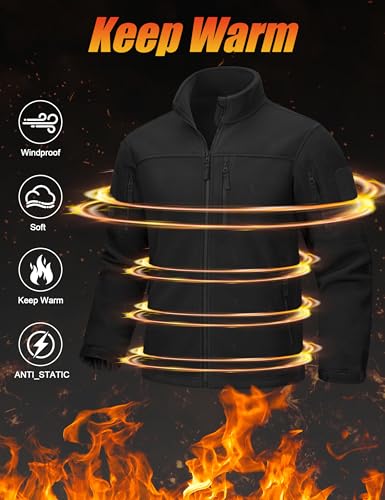 CRYSULLY Men's Fleece Jacket Winter Tactical Full-Zip Coat Military Jackets Multi Pockets - Image 3