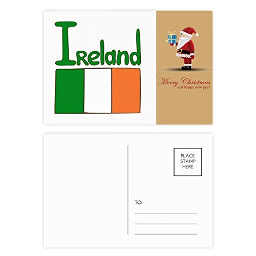 Carte postale Irlande et Père Noël vert pour vœux faim d'année - Lot de 20