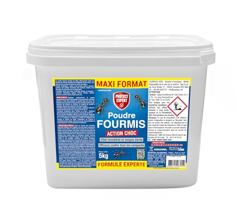 PROTECT EXPERT Poudre Anti-Fourmis Insecticide 5Kg Grand Format Économique - 20x Plus Grand - Action Choc Longue Durée - Extérieur Intérieur Jardin...
