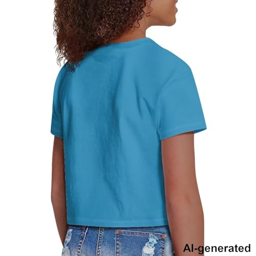 Image of Cute Crop Tops for Girls Short Sleeve Summer T Shirts Fashion Graphic Tees Crew Neck Pullover Tee 5-14 Years