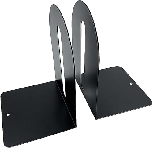 Huron Sujetalibros antideslizantes arqueados de acero de 7 pulgadas, par, negro