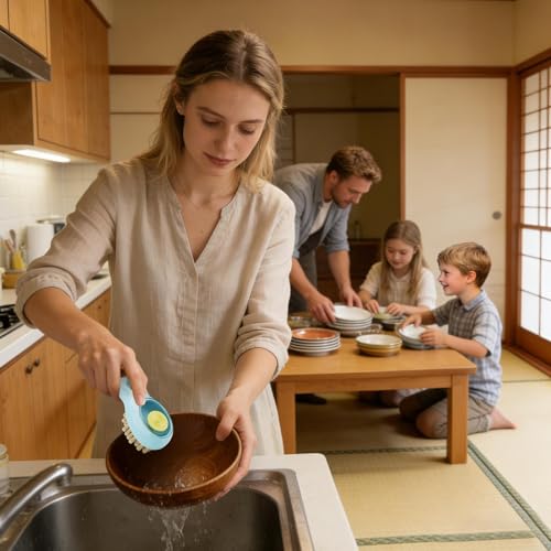 Dishwashing Brush, Grime Removal Soap Dispenser, Kitchen Scrubbing Brushes with Ergonomic Bristles, Cleaning Tool Material, Compact Brush with Ergonomic Design, Kitchen Accessory for Dishes - imagen 9