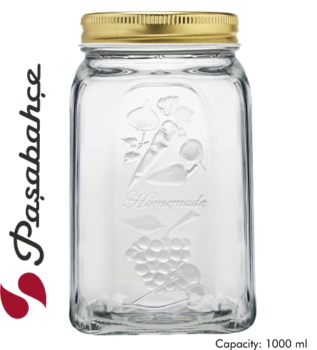 Image of Pasabahce Glass Homemade Jar 1000 ml 1 Pc, Transparent (Pack of 2)