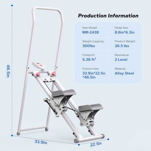 Image of MERACH Stair Stepper for Home Gym Exercise, New Version Stairmaster for Full-Body Workout, Compact Folding Stair Climber with Extended Step Range, Adjustable Handlebar /Pedal