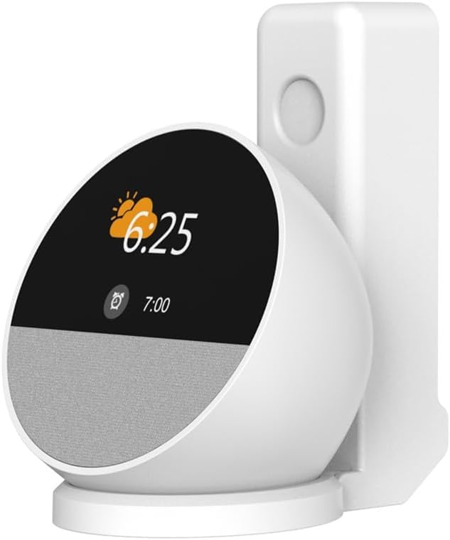 PAIKIUU Soporte de pared para Echo Pop Smart Speaker Soporte para Ech Pop no necesita tornillos ni taladro, cable de almacenamiento oculto compatible con Google Nest Blanco