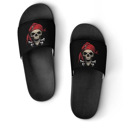 Jolly Roger Piratees Skull Unisex Shower Shoes House Slippers Non-Slip Indoor Bathroom Shoes for Pool Beach 40 (250mm)