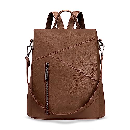 Sac à dos de voyage antivol femme convertible M en cuir végétalien pour travail et quotidien