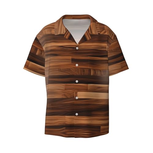 Chemise à manches courtes homme coupe classique anti-transpiration motif grain de bois avec poche