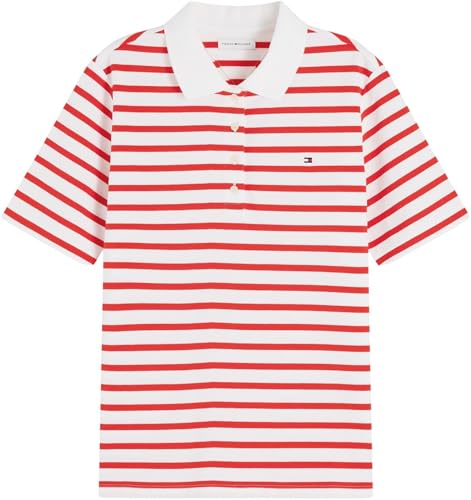 Tommy Hilfiger Women's 1985 Reg Pique Polo Ss Ww0Ww43224 S/S Polo, RED (Wide STRP Fire Red/Ecru), XL 5