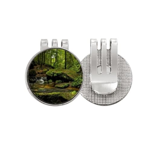 Marqueur de balle de golf avec clip magnétique émaillé motif paysage vert