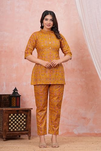 Image of Women Cotton Printed Co-Ord Set Kurta with Pant Set | Cotton Floral Printed Anarkali Maternity Feeding Kurta with Zipper /Maternity