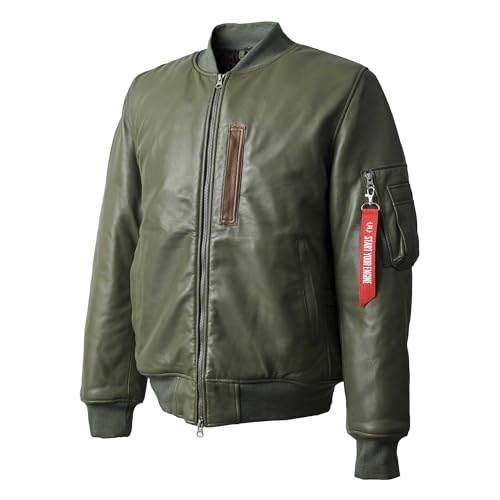 GOODYEARライダース◾️MA-1フライトジャケット◼️バイク・グッドイヤー Liugoo Leathers 本革 MA-1フライトジャケット メンズ リューグー