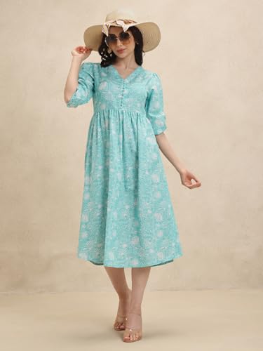 Image of Leriya Fashion Dress for Woman | Elegant Floral Printed | Western Dress for Women | One Piece Maxi | Rayon Western | Women Party