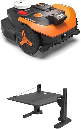 Landroid Vision Cloud Robot Lawn Mower, No Perimeter Wire Robot Mower for 1/4 Acre, WR310 + WORX Robotic Lawn Mower Garage, Weatherproof Mower Storage Garage for Vision Cloud, WA0828