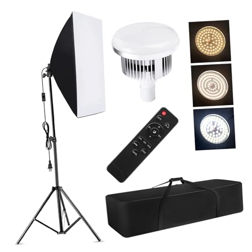 Image of POPETPOP Professional Softbox Lighting Kit for Photography 4-Piece Set with Soft Box Light Bulbs for Studio and Video Recording Continuous Lighting Equipment