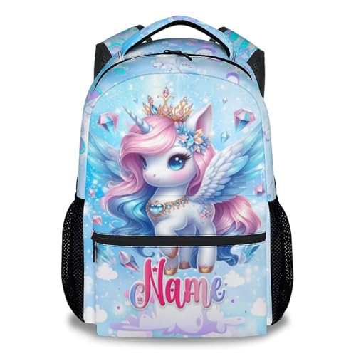 Personalized Backpack for Girls - Unicorn Backpack for Kids - Custom Name Bookbag School Supplies - 17 Inch Cute School Bag for Primary Kindergarten