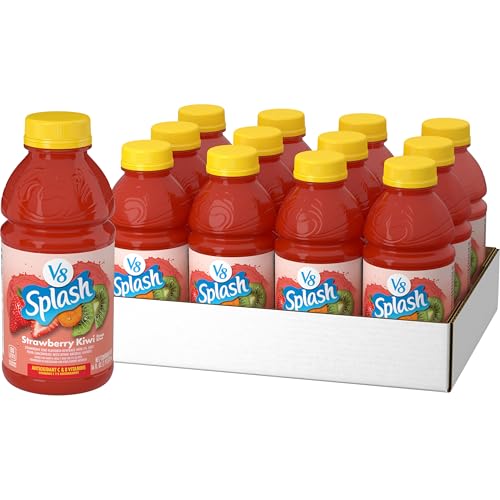 V8 Splash Strawberry Kiwi Flavored Juice Beverage, 16 fl oz Bottle (12 Pack)