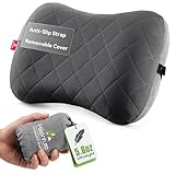 Hikenture Ultralight Inflatable Pillow with Removable Cover for Neck Lumber Support - Upgrade Washable Travel Air Pillows for Camping, Hiking, Backpacking (Grey)