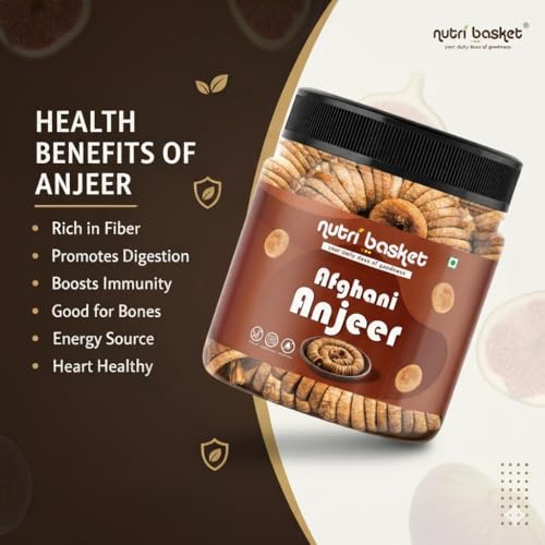 Image of Nutri Basket Premium Anjeer | Healthy Dried Figs | No added Sugar | Rich Source of Fibre | Healthy Snacks | Low in Fat | Jar Pack (200gm)