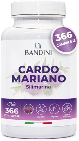 Bandini® Cardo Mariano 366 Compresse | Integratore a base di Silimarina | Compresse da 300mg | Diuretico, Digestivo e Depurativo | Eccellenza e Qualità Certificata | 1200mg/giorno