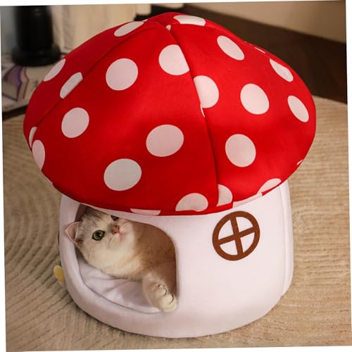 Lit de chat aux champignons pour chat d'intérieur confortable et lavable
