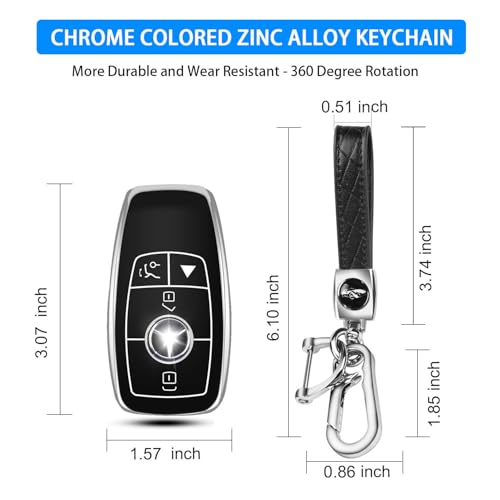 Image of QBUC for Mercedes Benz Key Fob Cover with Keychain(Black)