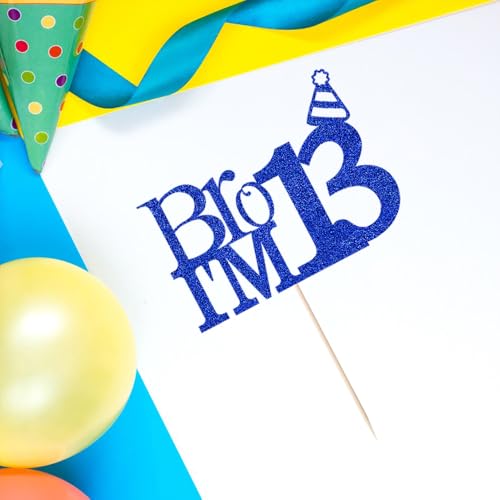 Topper para tarta Bro I'm 13 azul que soluciona la decoración de cumpleaños número 13