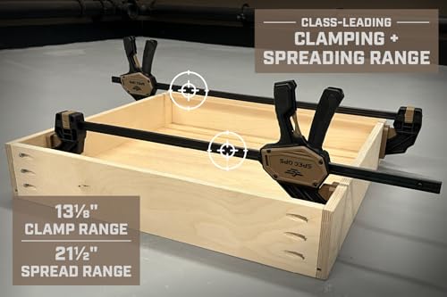 Image of Spec Ops Trigger Clamp for Woodworking 13 inch Large One-Handed Bar Clamp /Spreader Heavy Duty 330 Lbs. 2-Pack