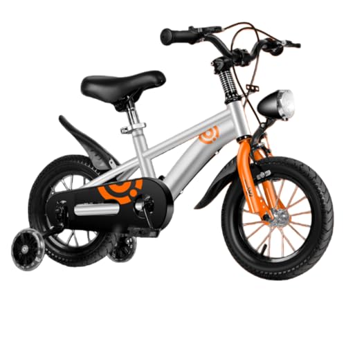 Lapakey子供用自転車 3?12歳 子ども自転車 12/14/16/18インチ 補助輪付き LEDライペダルとハンドブレーキ付き 高さ調節可能 高炭素鋼素材 安全で耐久性があり 男の子 女の子 キッズバイク 誕生日プレゼント (16インチ,シルバー:ス