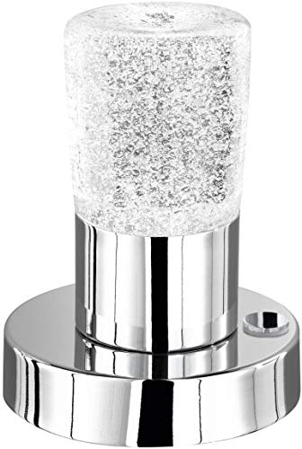 TRIO, Lampe de table, Cristo incl. 1 x LED,SMD,4,5 Watt,3000K,400 Lm. Cristal, Transparent claire, Corps: metal, Chrome Ø:11,0cm, H:15,0cm IP20,OSRAM...