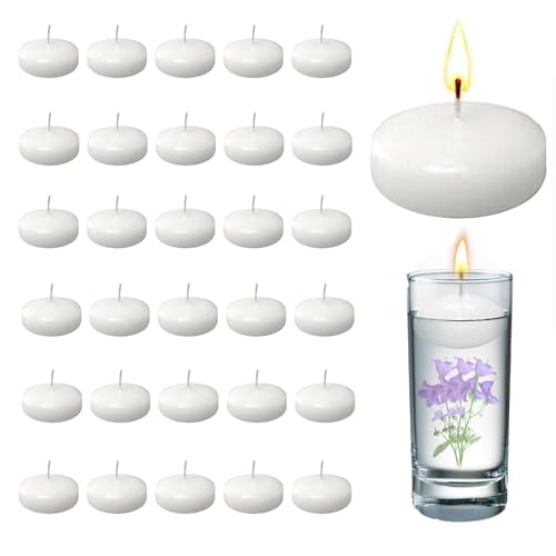 30 Velas Flotantes Blancas Sin Perfume Sin Humo, 3.8cm Para Decoración Bodas Navidad Y Baño