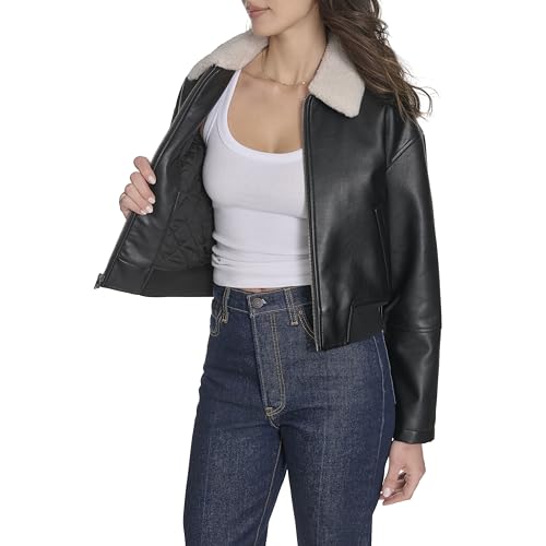 Image of Levi's Women's Faux Leather Bomber With Laydown Collar