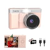 Digitalkamera mit 180° Klappdisplay, 32GB Speicherkarte, 1080P HD Kompaktkamera, Integrierte Lernspiele, Ideal für Digitalkamera Kinder, Jungen, Mädchen(Rosa)