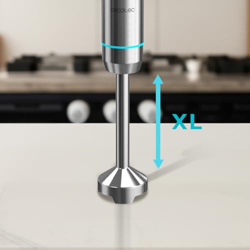 Cecotec Frullatore a Immersione Power Neutron 1100MAX Ultra. 1100W, Lame in Titanio Nero, Piede Extralungo, Campana Antischizzi, Velocita Regolabile, Turbo, Miscelazione Rapida Omogenea - Immagine 3
