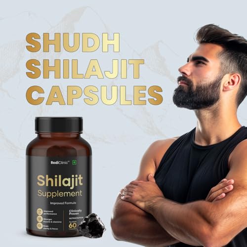 Image of Shilajit /Shilajeet Capsules for Stamina, Muscle Growth & Energy | Swarna Bhasma, Gokshura, Ashwagandha |Shilajit for Men | 100% Ayurvedic | Pack of 1-60 Capsules