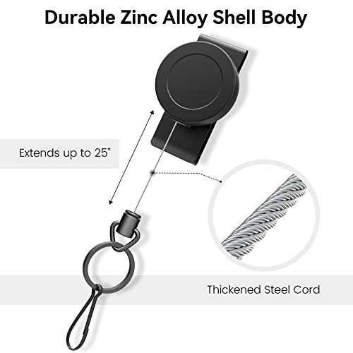 Talonite 2 Pack Heavy Duty Retractable Keychain With Belt Clip And Badge Hook, 25”Steel Retractable Cord, 7.0 Oz, 360° Heavy Duty Retractable Key Ring Stealth Keychain Extender #TOP5