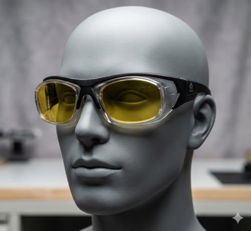 Image of THUNDERSTORM Safety Goggles Eye Protection Anti Pollution Eyewear For Multipurpose Riding Motorcycle Cycling Scratch Resistant UV Protected Glasses for Men & Women (Matte Black with Yellow Lens)