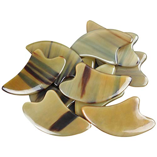 Yooyg Lot de 2 plaques Gua Sha en corne de buffle - Outil de massage et de grattage - Pour le visage, le corps, le spa, les soins de la peau Cover