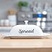 AuldHome Design Large Enamelware Butter Dish (White); Farmhouse Enamel Butter Serving Dish w/Lid