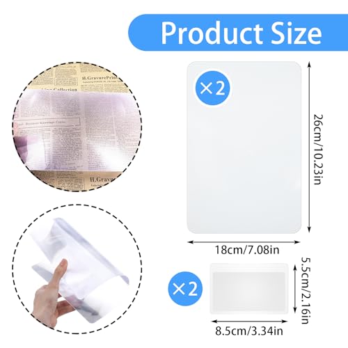 4 Pcs Page Magnifying Sheet 3X 5X Clear Lightweight Magnifier Flat Plastic Optical Fresnel Lens Handy Card Size Magnifier Bookmark for Seniors Reading Small Prints People with Low Vision - Image 2
