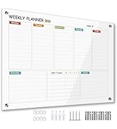 Calendario Pizarra Cristal Negro 34x46 Pulgadas - Borrado En Seco, Trimestral, Para Pared - Organización Oficina/casa