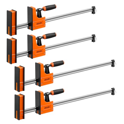 Image of VEVOR Bar Clamps for Woodworking, 4-Pack, 24 inch and 31 inch F Clamps, 1100 lbs Load Limit, Clamp /Spreader 2 Modes, Soft Rubber Pads, Ergonomic Handle, Carbon Steel Bar, for Wood Working and Metal Working