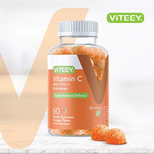 Vitamin C Gummies Plus Zinc & Echinacea [3 In 1 Immune Support Booster] Herbal Dietary Supplements, Vegan, Plant Based Pectin - Good For Adults Teens & Kids - Orange Flavor Gummy [60 Count 1-Pack] #TOP1