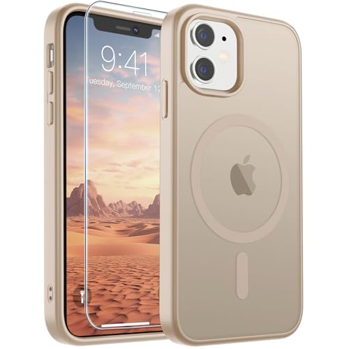 Image of SUPFINE Magnetic for iPhone 11 Phone Case(Compatible with MagSafe)(Military Grade Drop Protection) Slim Translucent Matte Shockproof with Anti-Fingerprint Phone Case,Desert Gold