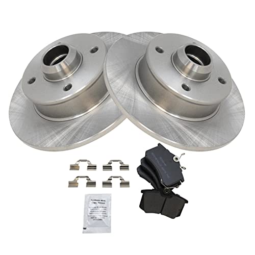 Image of TRQ Rear Semi Metallic Brake Pad and Rotor Set | For 96-98 Jetta GLS 97-98 GT 94-98 Golf with 4 Lug Wheels 88-92 Golf US Built Models 90-92 Passat 90-91 Corrado