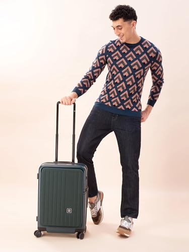 Image of EUME Cabin Pro Luggage Trolley for Travel 57cm, Cabin Bag | Trolley Bag Small for Luggage | with Laptop Sleeve | 100% Polycarbonate (PC) 8 SilentRun Hinomoto Wheels, Forest Green